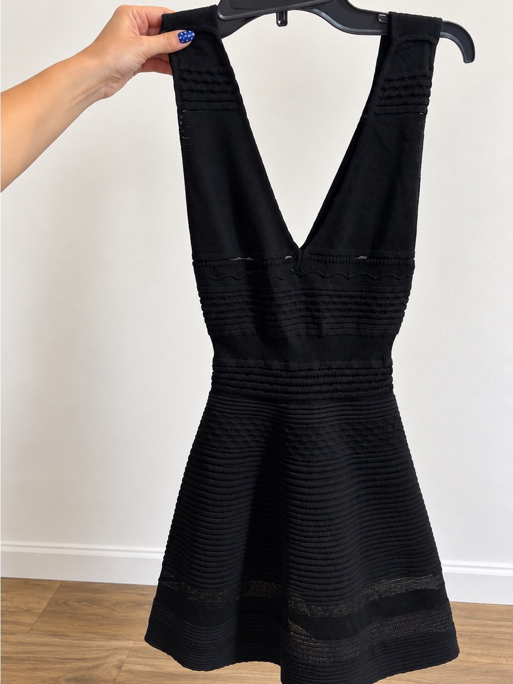 Vintage 1990s Missoni Black Knit Mini Dress Made in Italy Deep V Neck - Picture 2 of 3